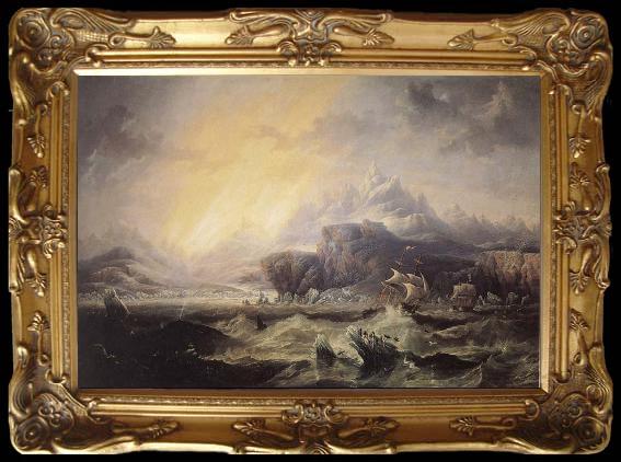 framed  Attributed to john wilson carmichael Erebus and Terror in the Antarctic, Ta013